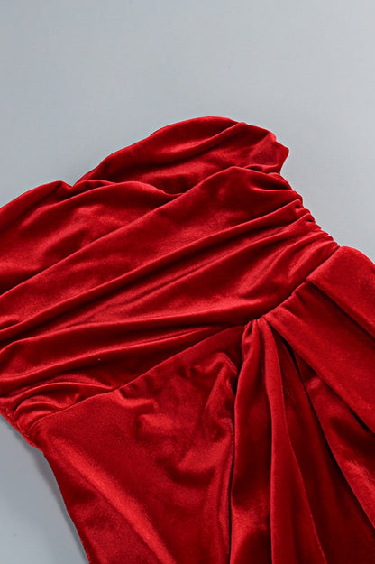 Megas Red 3d Split Maxi Dress