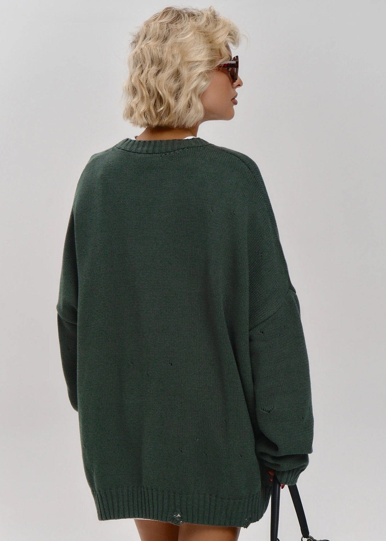Forest Green Oversized Sweater - Elegance