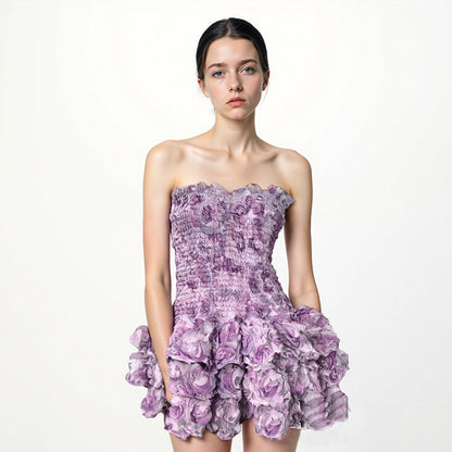 3d Strapless Bodycon Mini Dress _ Summer