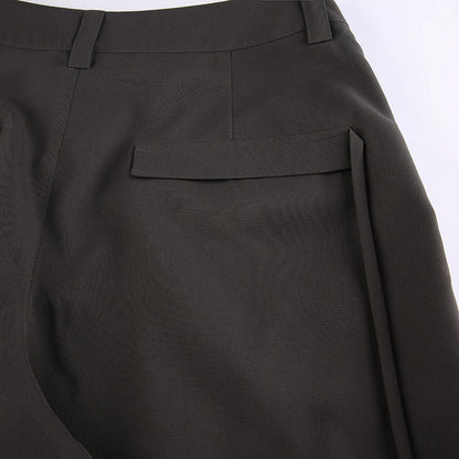 Color Y2k Cross Over Pleated Tailored Pants