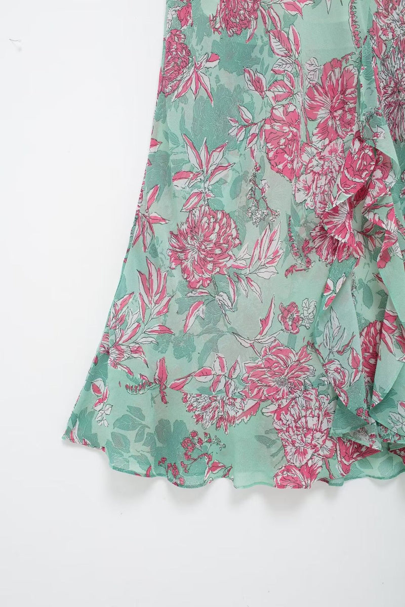 Sabina Printed Spaghetti Strap Maxi Dress