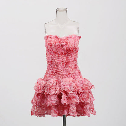 3d Strapless Bodycon Mini Dress _ Summer