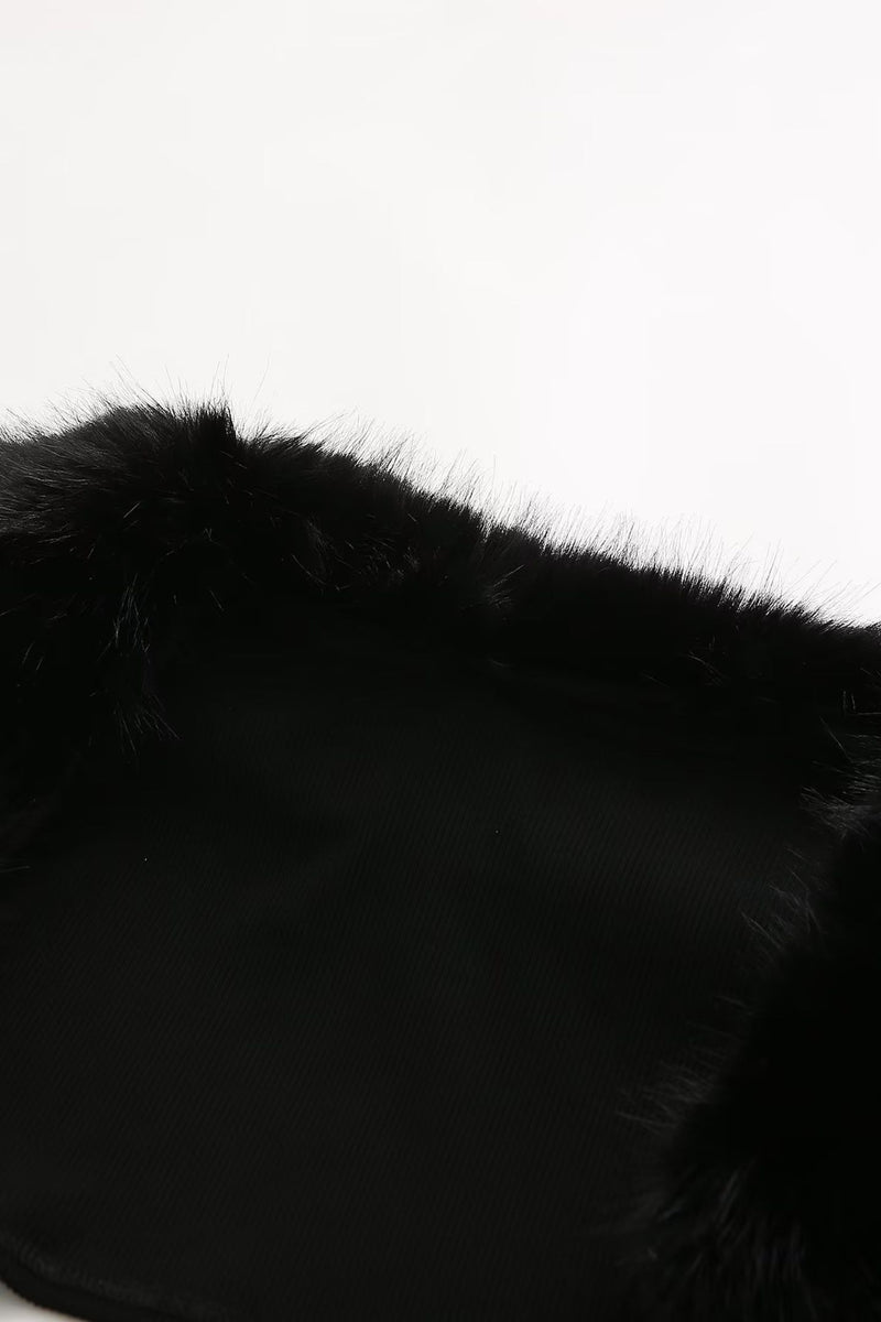 Apphia Crop Faux Fur Blouse & Corset Two Piece Set