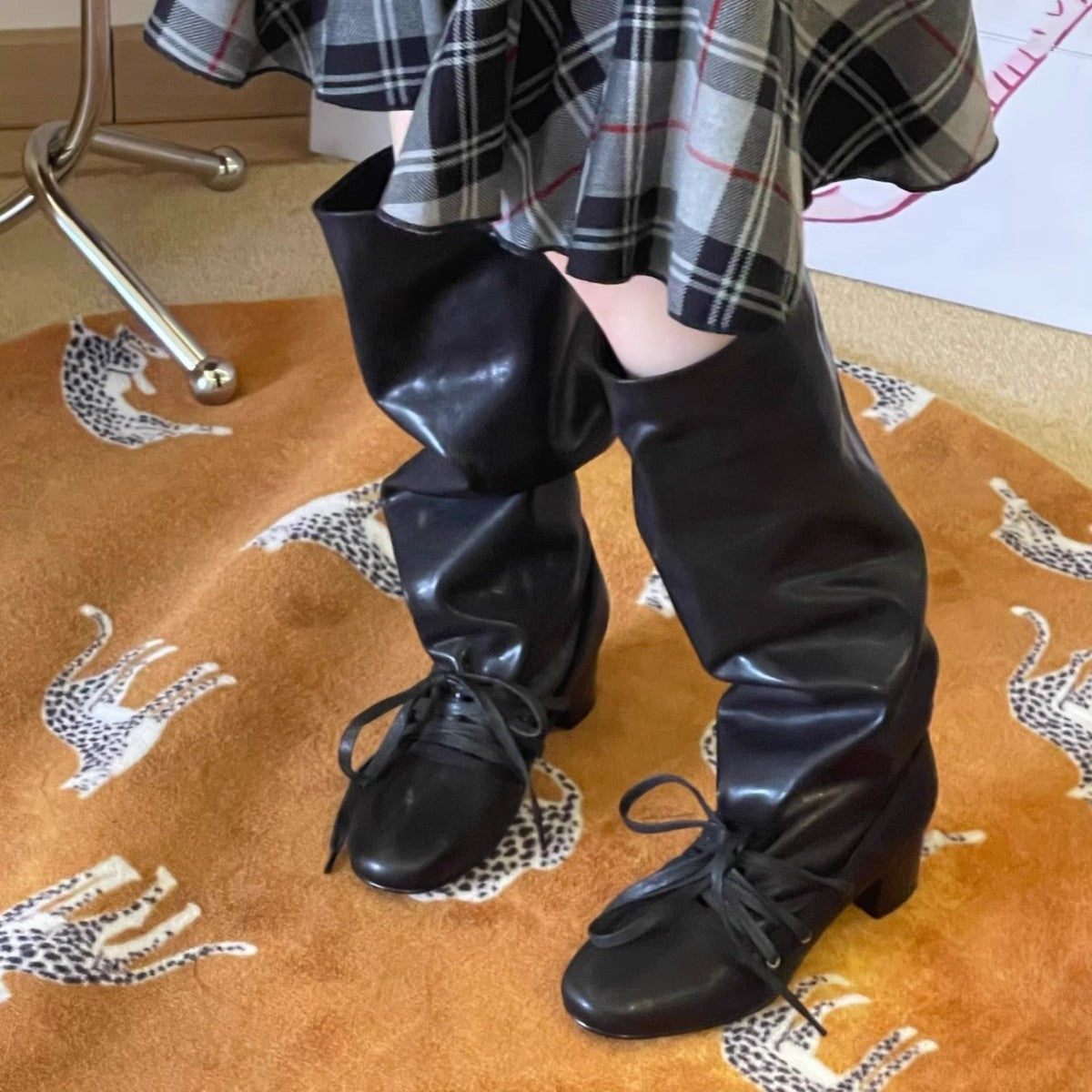 Genuine Retro Niche Design Pants Chunky Platform Below the Boots