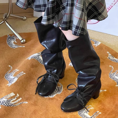 Genuine Retro Niche Design Pants Chunky Platform Below the Boots