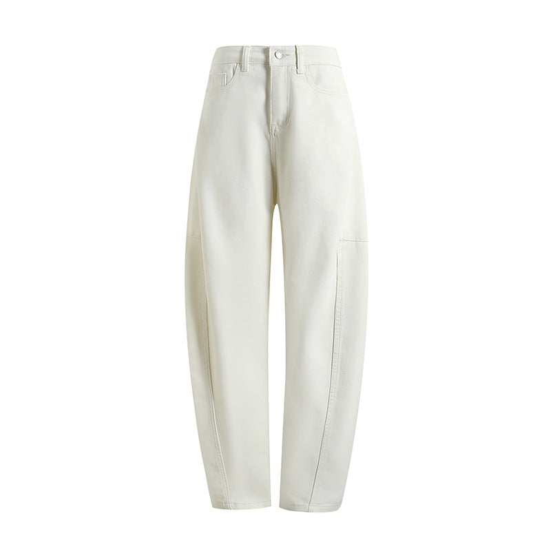 Versatile, Slim, Fashionable, Pioneering, Light Deconstruction, Split Tangent, Loose Curved Cocoon Jeans, Banana Pants for 4001