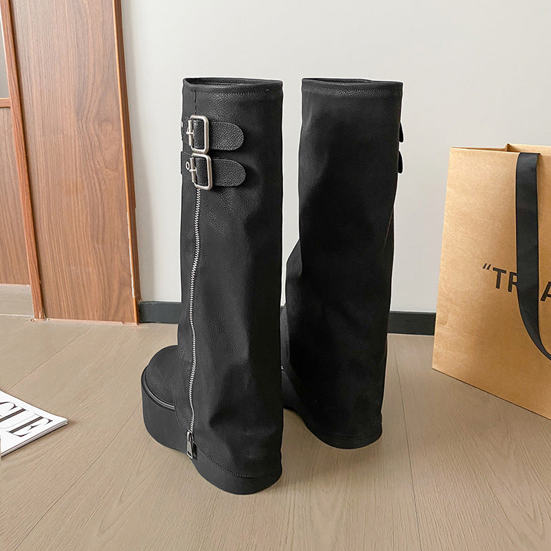 Autumn Small Pants Veet Lining Knight Thick Bottom Boots