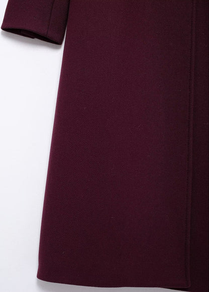 Bordeaux Charm - Double-breasted Wool Coat