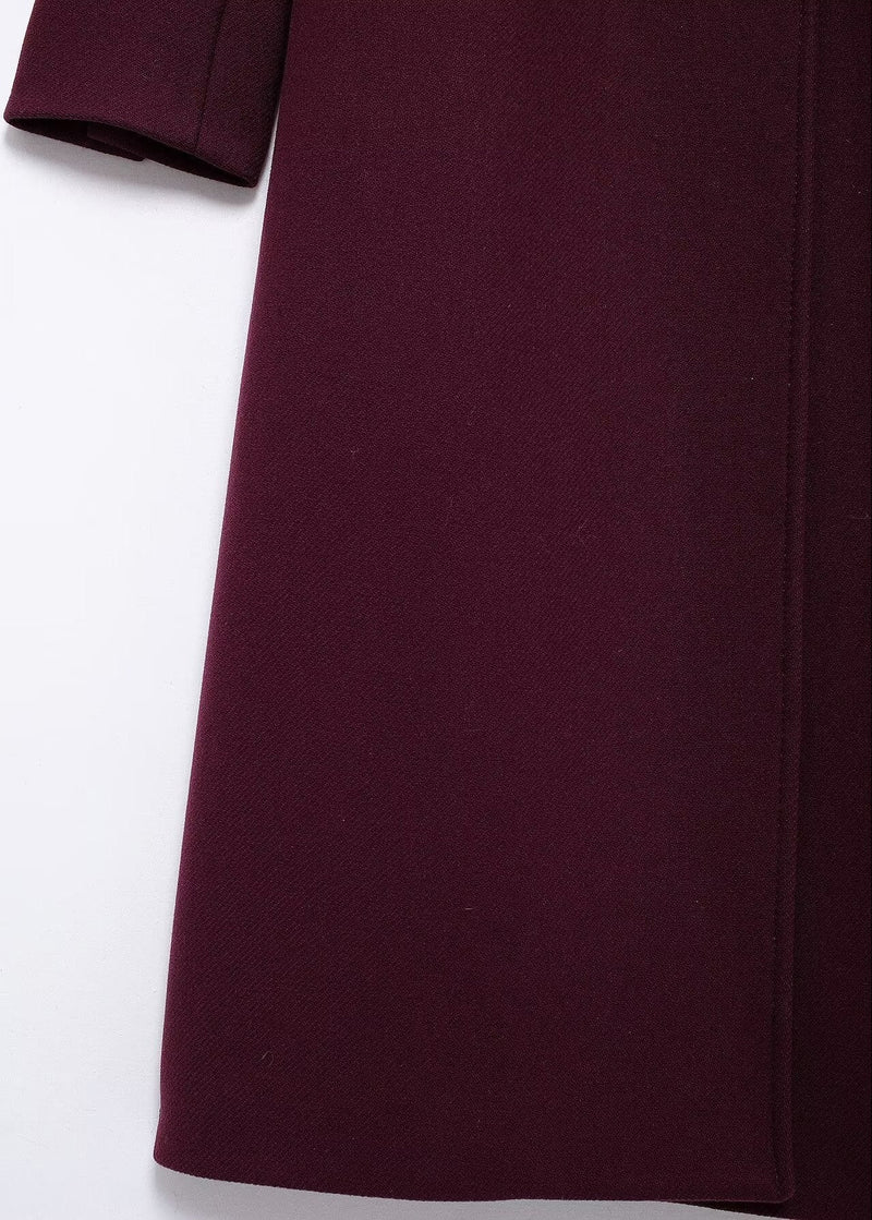 Bordeaux Charm - Double-breasted Wool Coat