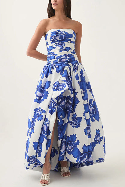 Perfect Moment Off Shoulder Ruched Bodice Drape Bubble Hem Maxi Dress