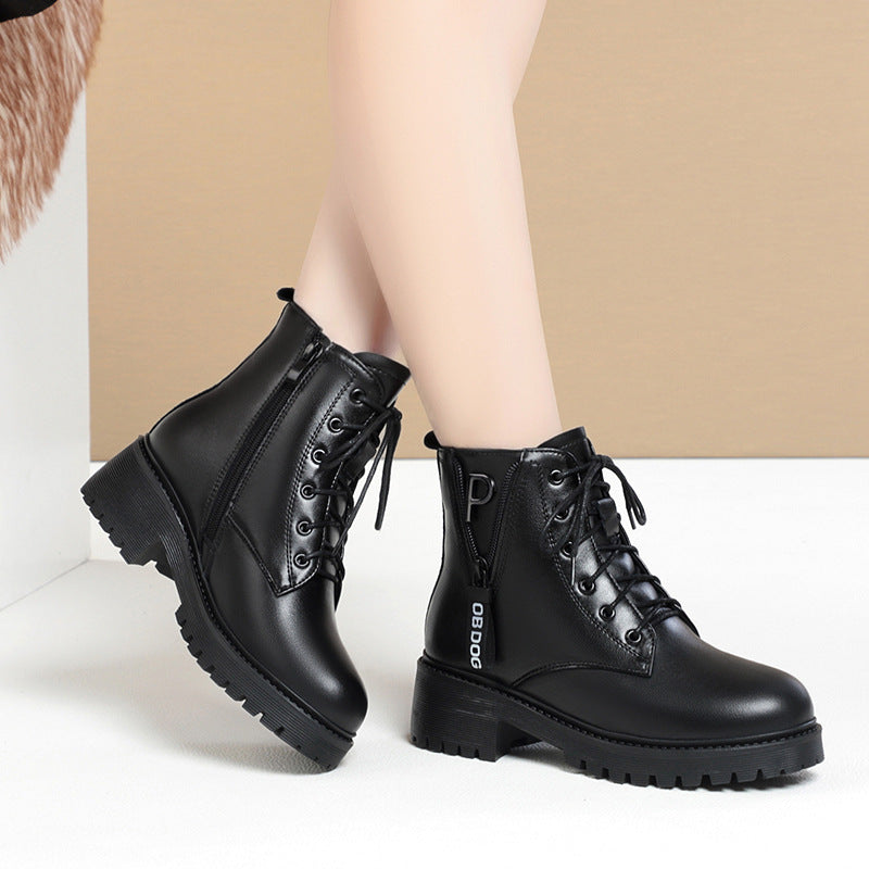 Wool Big Cotton Flat Mid British Boots
