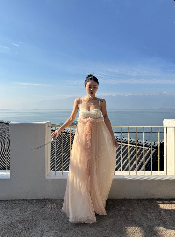 Glimmering Tulle Fairycore Sequin Maxi Dress _ Dreamy Resort Gown