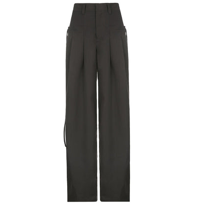 Color Y2k Cross Over Pleated Tailored Pants