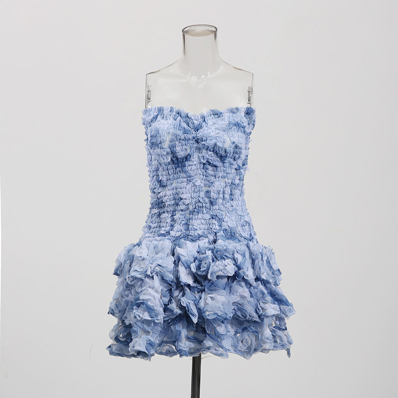 3d Strapless Bodycon Mini Dress _ Summer