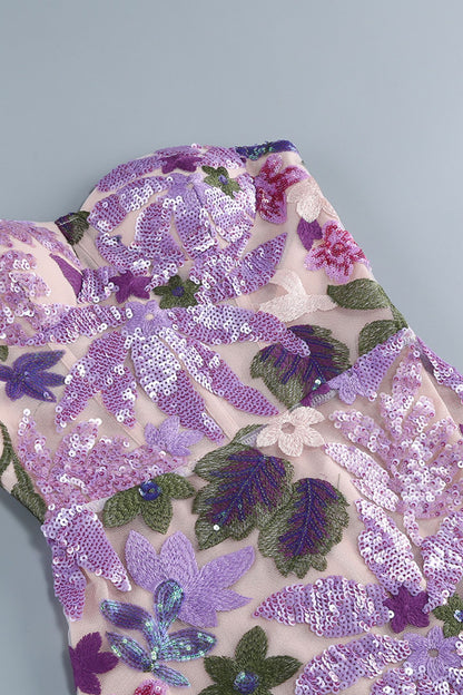 Aurora -embroidered Strapless Maxi Dress
