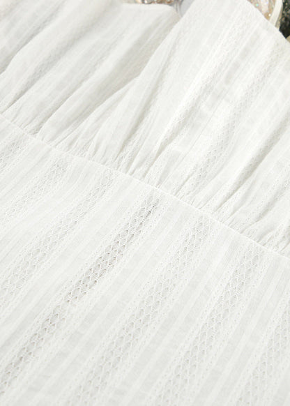 White Cotton Peplum Top and Wide-leg Pants Set