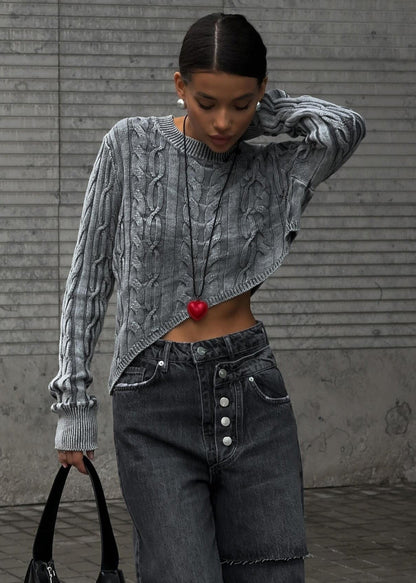 Harper Cropped Cable-knit Sweater