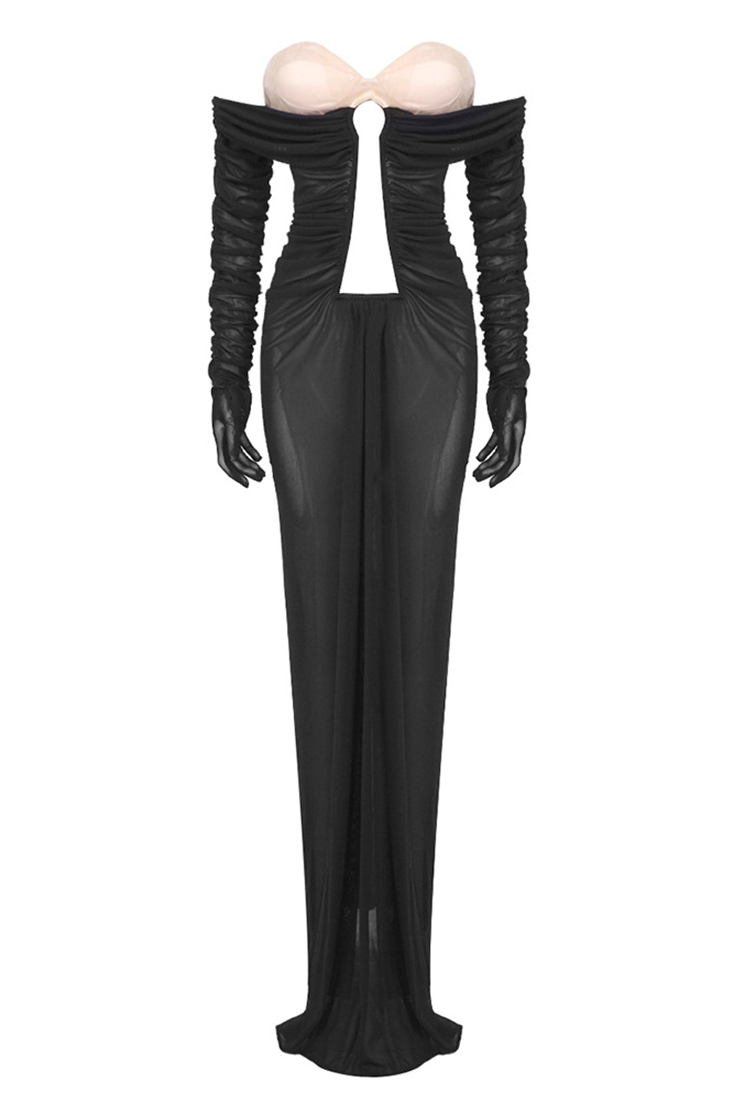 Amanda Off Shoulder Keyhole Maxi Dress