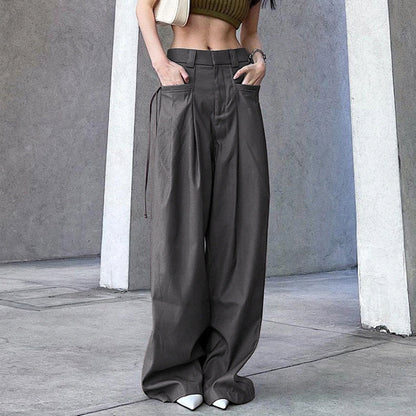 Color Y2k Cross Over Pleated Tailored Pants