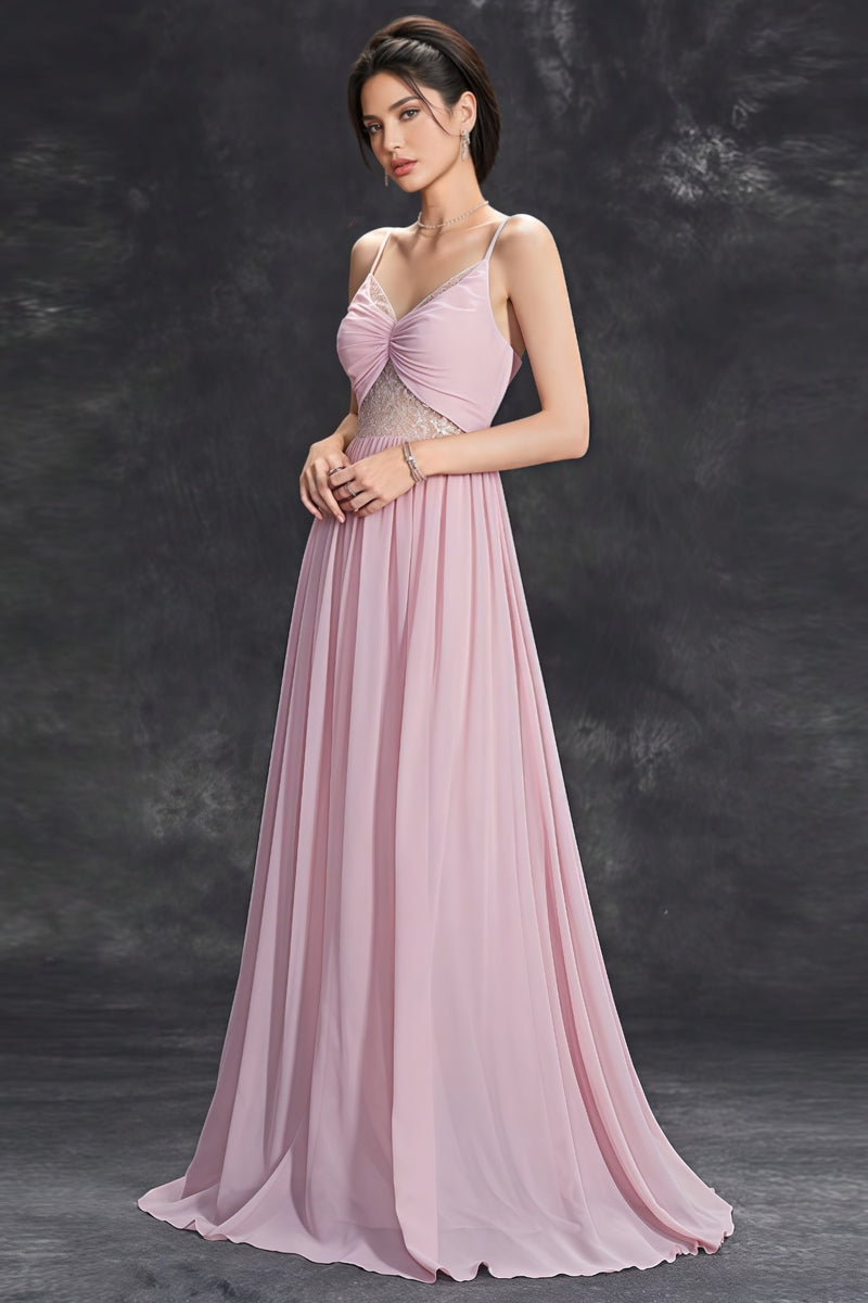 Lazze Pink Strappy Backless Maxi Dress