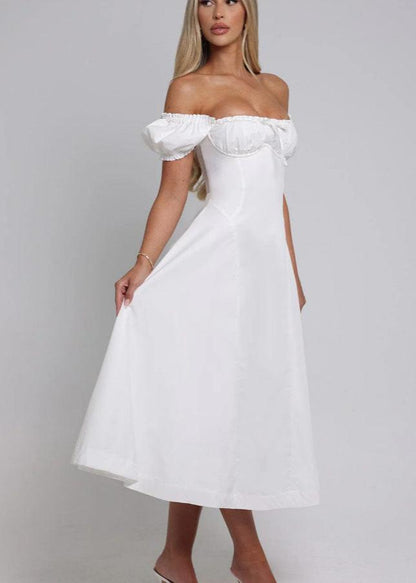 Celeste Lace-up Off-shoulder Dress