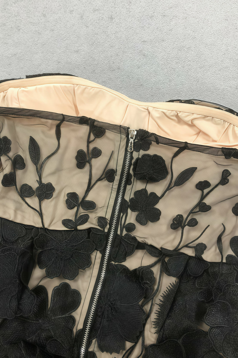 Wyat 3d Mesh Flower Embroidery Maxi Dress