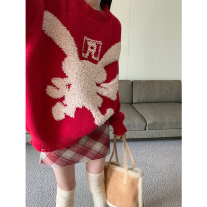 Wool Plaid High Waist Skirt