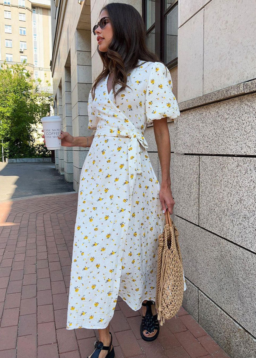 Maribel – Puff Sleeve Wrap Dress