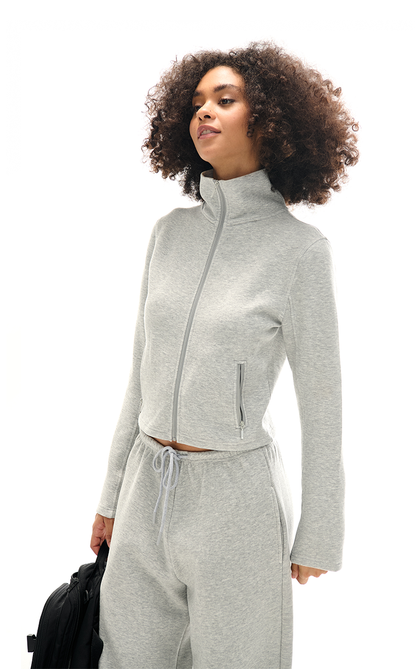High Collar Zipper Sweatshirt and Sweatpants Set
