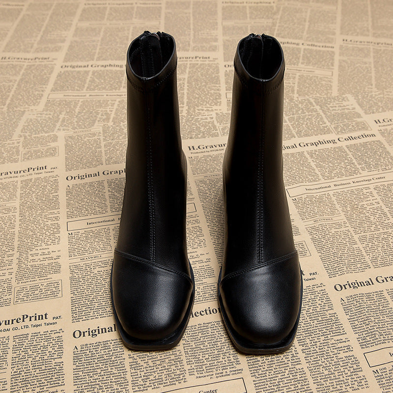 Flat Skinny Martin Brown Korean Style Boots