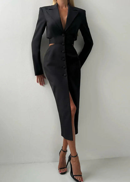 Sculpted Elegance Cut-out Blazer Dress