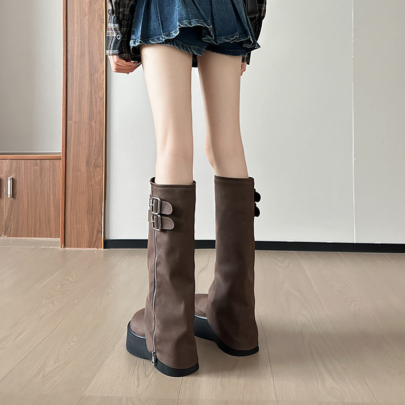 Autumn Small Pants Veet Lining Knight Thick Bottom Boots
