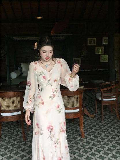 Soft Peach Mist Maxi Dress _ Gentle Romantic Look for Springsummer Gunne Sax Dress