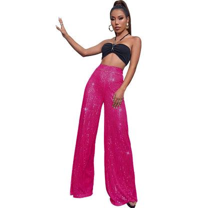 Sequined Loose Drape Pants