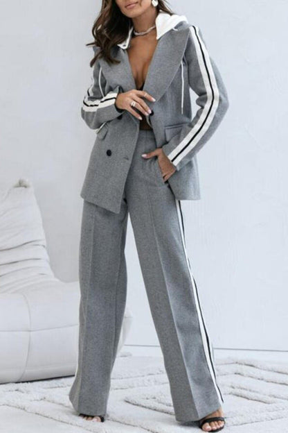 Double Breasted Two Piece Blazer Pants Set