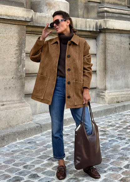 Suede Button-up Coat