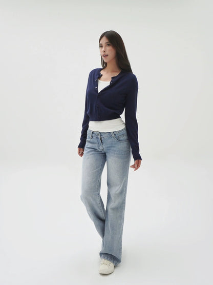 Slim-fit Cropped Knit Cardigan Sweater