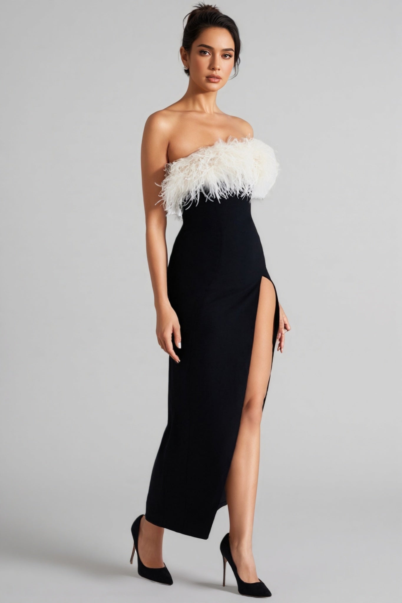 Ellery Feather High Slit Midi Dress