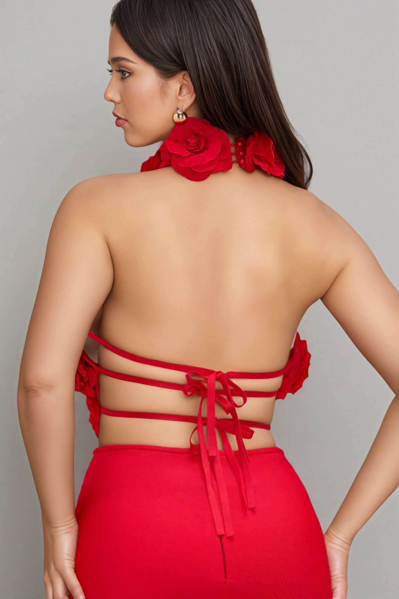 Toven Backless Red Maxi Dress