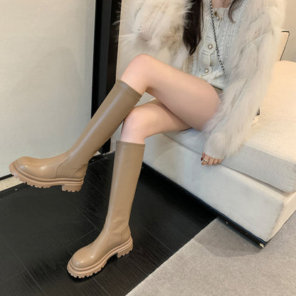 Flat Mouth High Leg Thick Bottom Large Boots