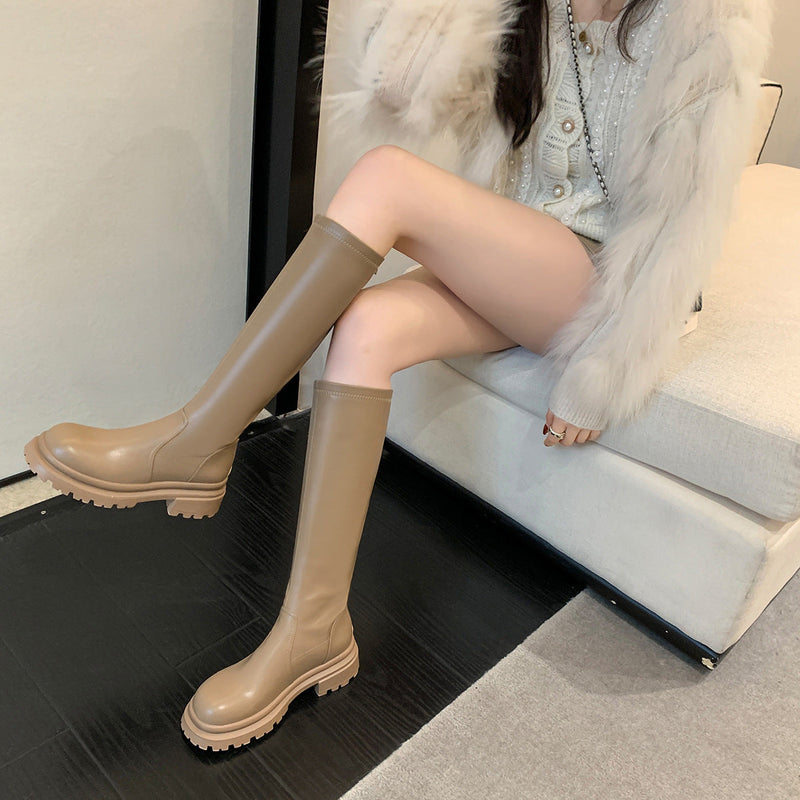 Flat Mouth High Leg Thick Bottom Large Boots
