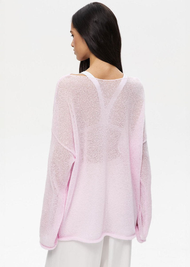 Sheer Pastel Pink Knit Sweater - Soft and