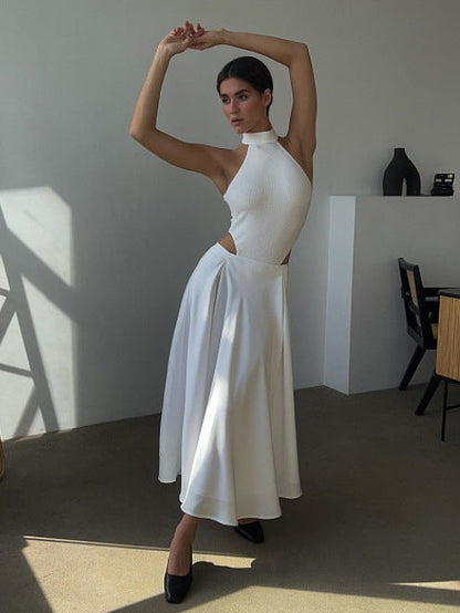 High-waisted Satin Long Skirt