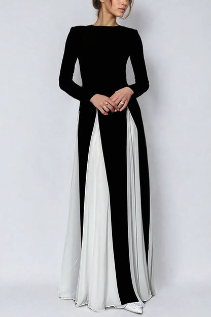 Getting Glam and Panelled Tulle Long Sleeve A-line Maxi Dress