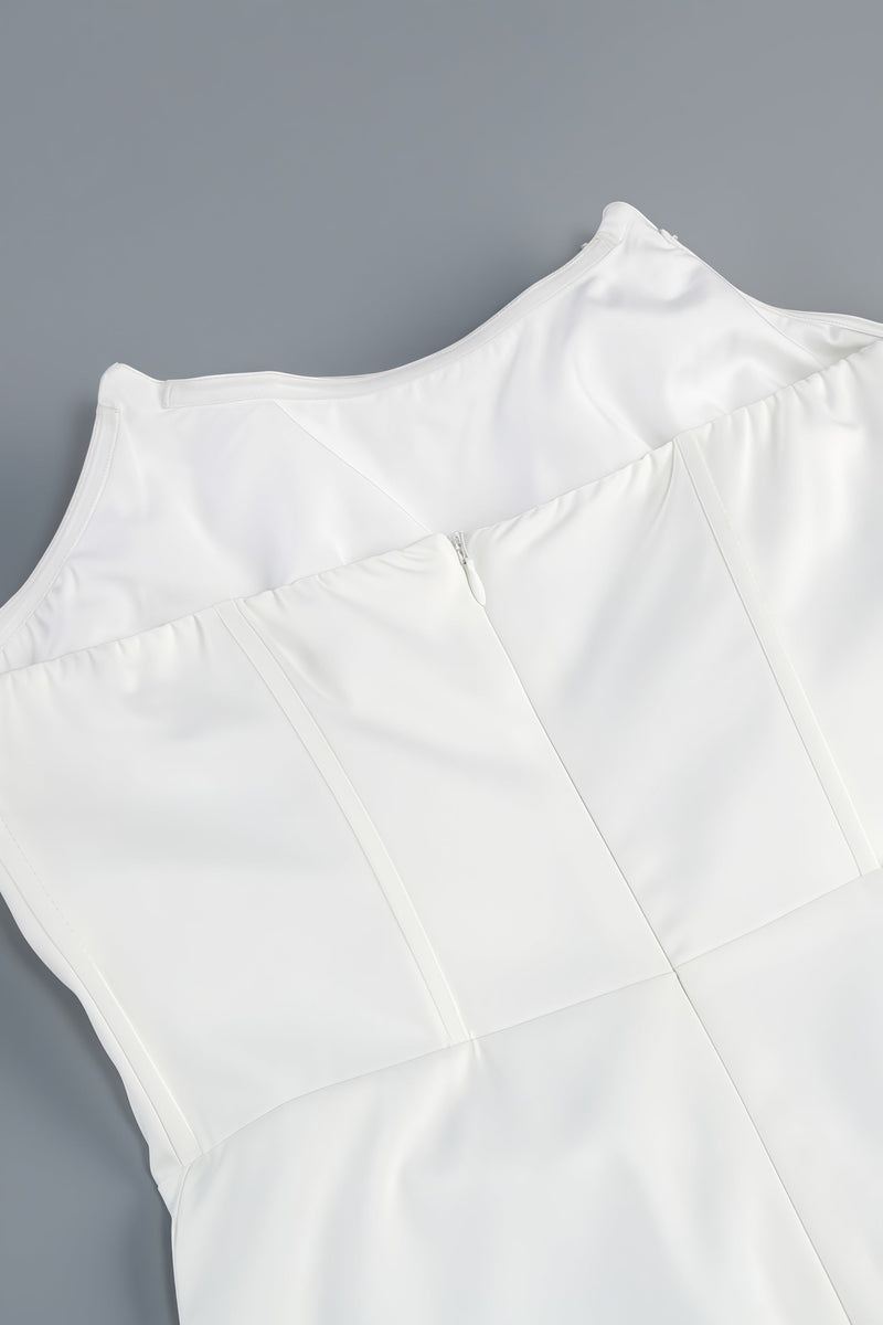 Donna White Strapless Fishbone Maxi Dress
