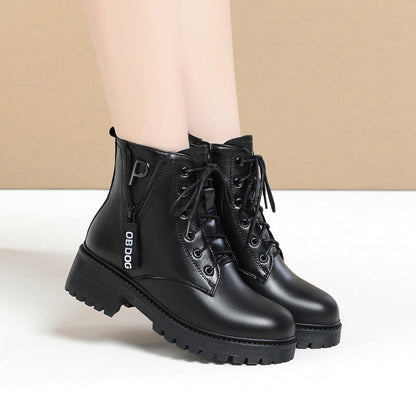 Wool Big Cotton Flat Mid British Boots