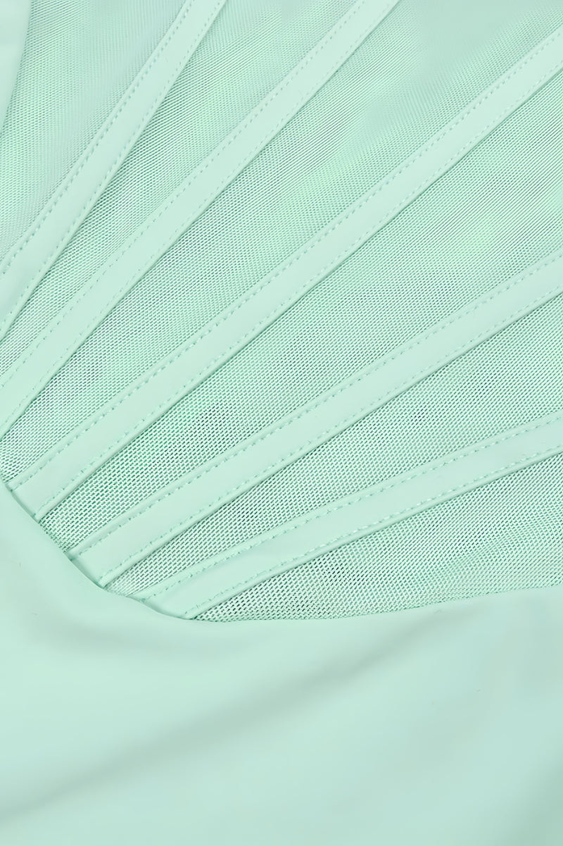 Gened Green Ribbon Sheer Chiffon Maxi Dress