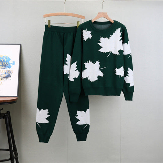 Dark Green - Sweater Two Piece Set