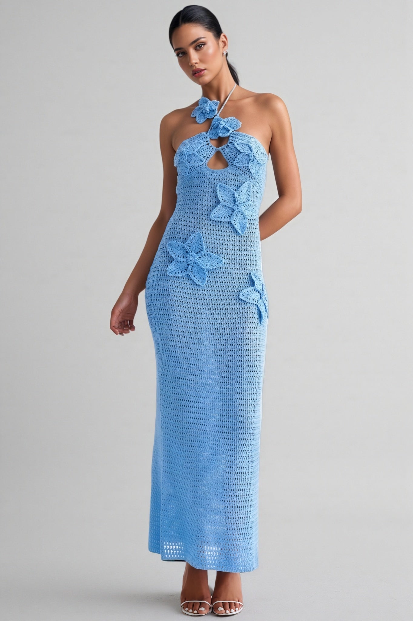 Remyed Openwork Knit 3d Maxi Dress