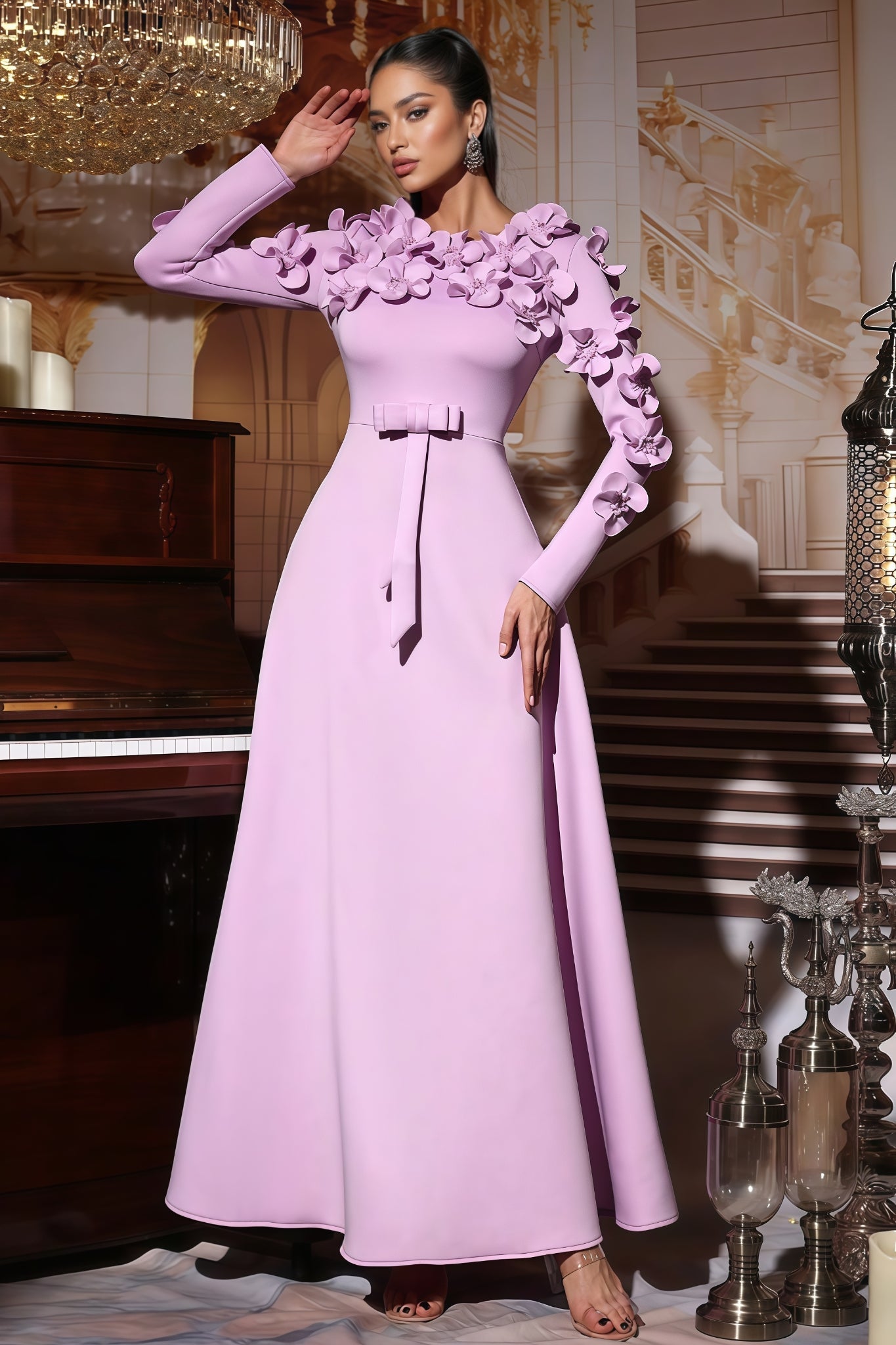 Colia Purple 3d Maxi Dress